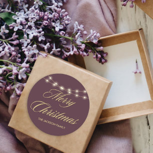 Elegant Merry Christmas Gold Handwritten Script Classic Round Sticker