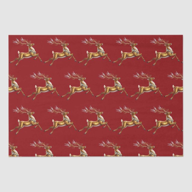 Elegant Merry Christmas Gold moose xmas festive pa Tissue Paper (Front)