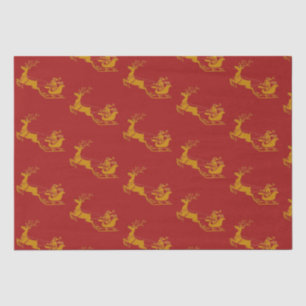 Elegant Merry Christmas Gold santa Deer xmas patte Tissue Paper