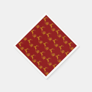 Elegant Merry Christmas Gold Santa sled deer xmas Napkin
