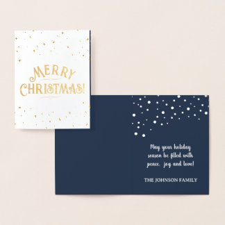 Elegant Merry Christmas Gold/Silver Navy Holiday Foil Card
