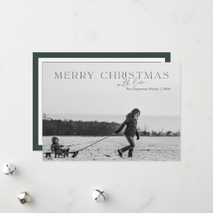 Elegant Merry Christmas Green 2 Photo Card