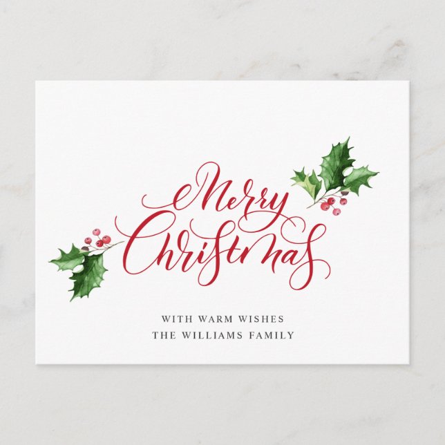 Elegant Merry Christmas Greeting Holiday Card (Front)