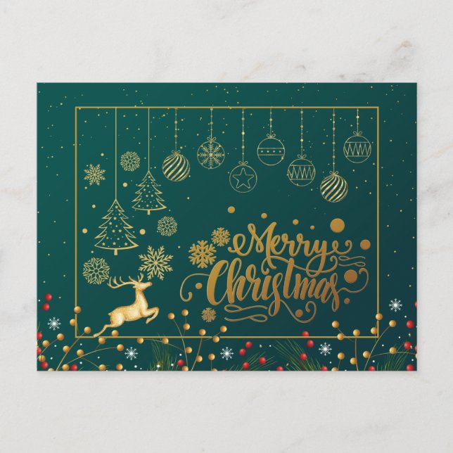 Elegant Merry Christmas, Happy Holiday Postcard (Front)