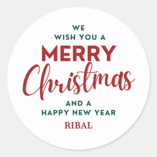 Elegant Merry Christmas & Happy New Year Classic Round Sticker