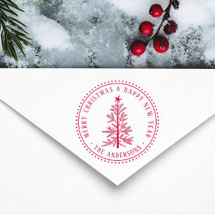Elegant Merry Christmas & Happy New Year  Rubber Stamp