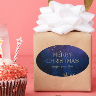 Elegant Merry Christmas & Happy New Year Sticker