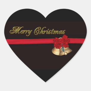 Elegant Merry Christmas Heart Sticker