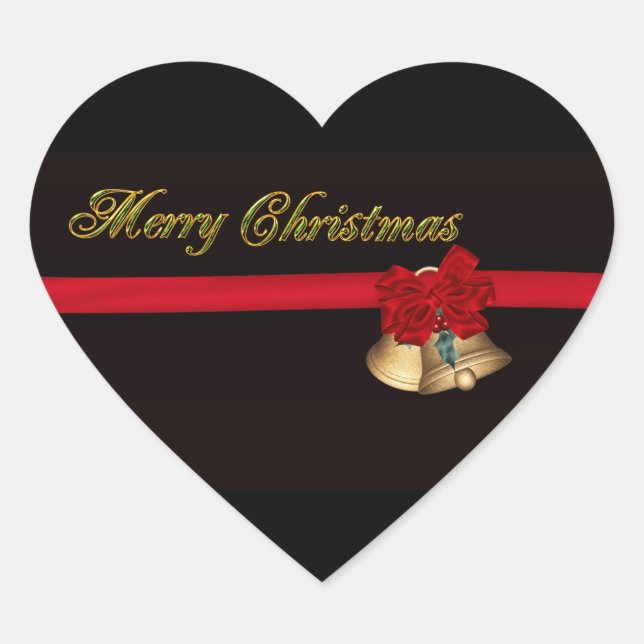 Elegant Merry Christmas Heart Sticker (Front)