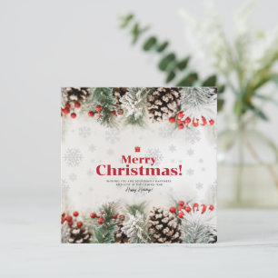Elegant Merry Christmas Holiday Card, New Year Card