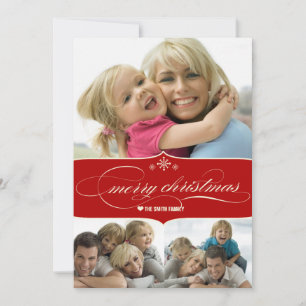 Elegant Merry Christmas Holiday Family Photo Card