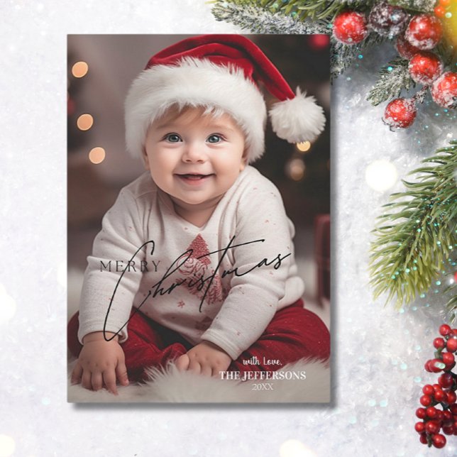 Elegant Merry Christmas Holiday Photo  Card (Creator Uploaded)