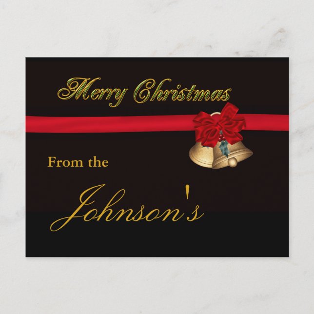 Elegant Merry Christmas Holiday Postcard (Front)