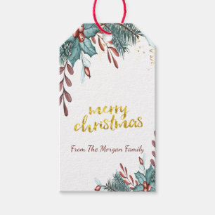 Elegant Merry Christmas,Holly Berry Gift Tags
