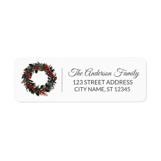 Elegant Merry Christmas Holly Wreath               (Front)