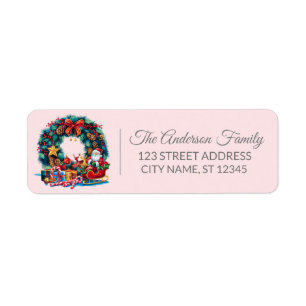 Elegant Merry Christmas Holly Wreath Pink