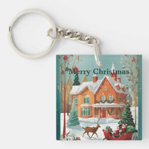 Elegant Merry Christmas Key Ring