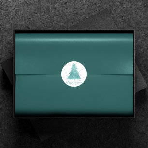 Elegant Merry Christmas   Luxe Aqua Mint Custom Classic Round Sticker