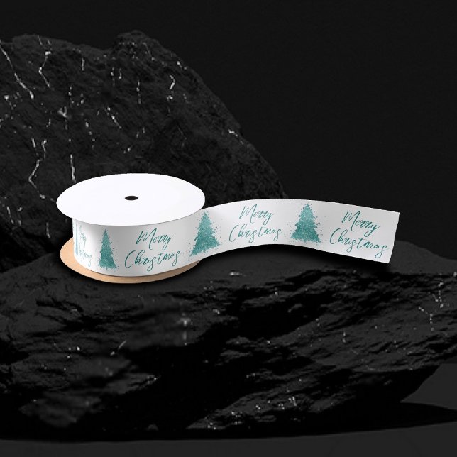 Elegant Merry Christmas | Luxe Aqua Mint Splatter Satin Ribbon (Creator Uploaded)
