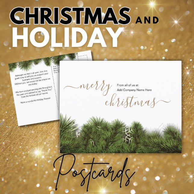 Elegant Merry Christmas Message to Customers Postcard (Creator Uploaded)