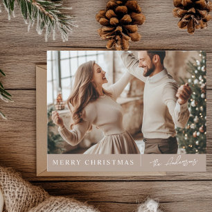 Elegant Merry Christmas Neutral Photo  Postcard