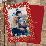 Elegant Merry Christmas One Photo Snowflake Foil Holiday Card<br><div class="desc">Celebrate the season with our Elegant Merry Christmas Photo Card featuring a one family photo layout that captures cherished moments. The simple typography complements a charming red snowflake pattern and adds a touch of sophistication with real gold foil accents. Embrace the warmth of a rustic winter design, while the classic...</div>