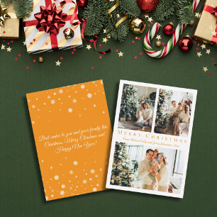 elegant merry christmas orange 3 photos collage card