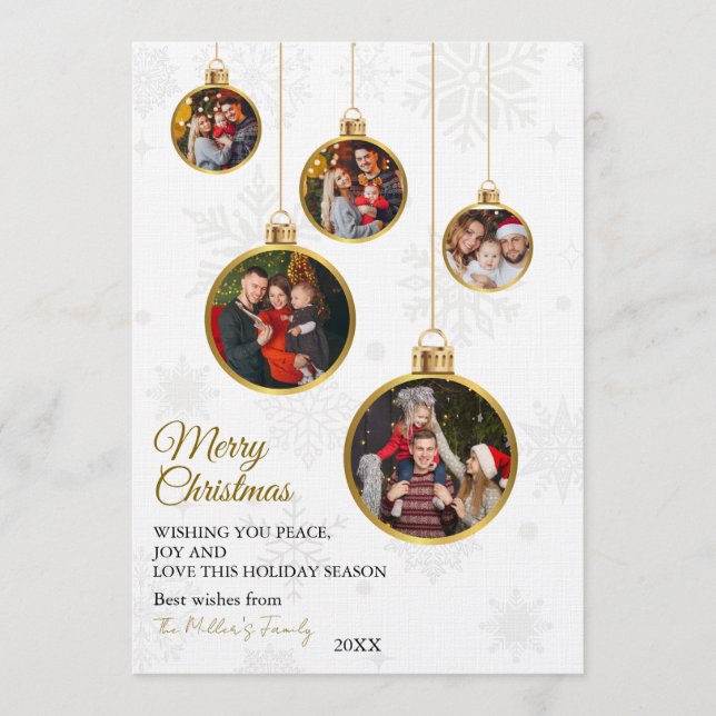 Elegant Merry Christmas Ornament Photo Invitation (Front)