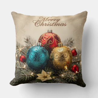 Elegant Merry Christmas Ornament Pillow