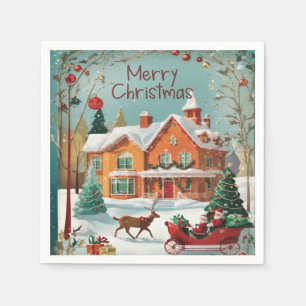 Elegant Merry Christmas Paper Party Napkin