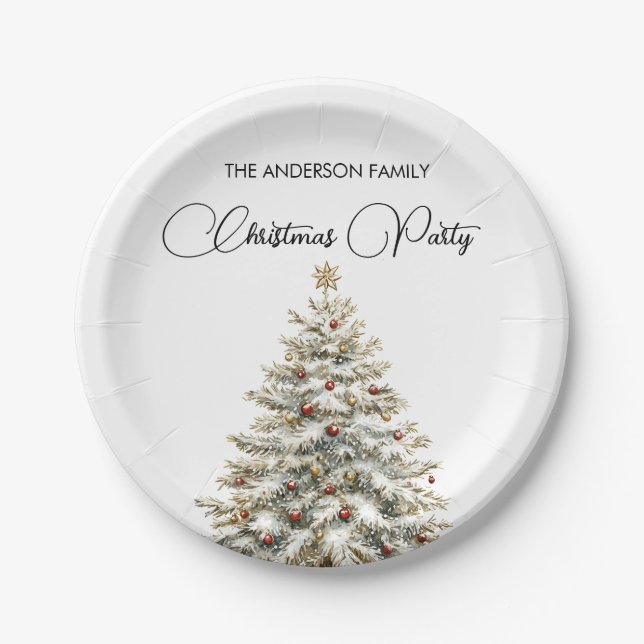 Elegant Merry Christmas  Paper Plate (Front)