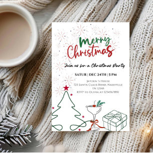 Elegant Merry Christmas Party - Festive Holiday Invitation