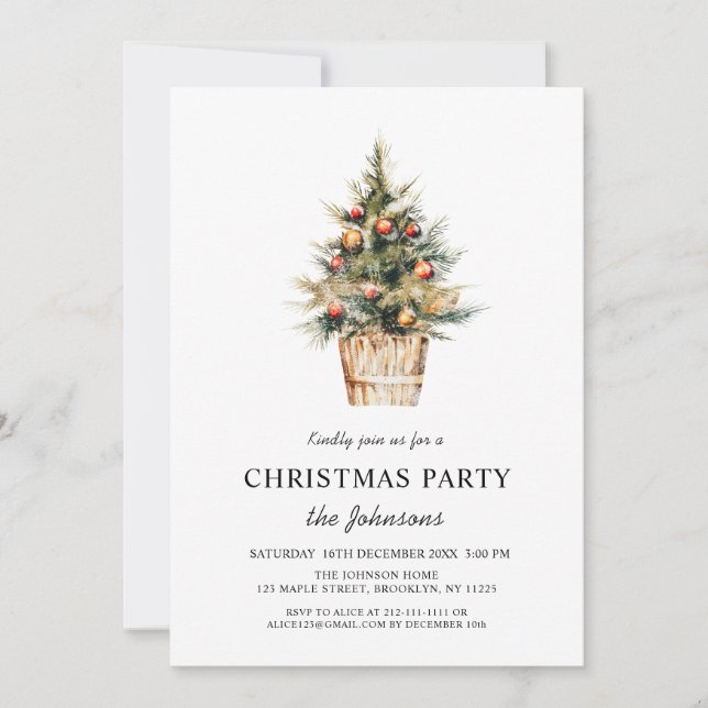 Elegant Merry Christmas Party Invitation (Front)