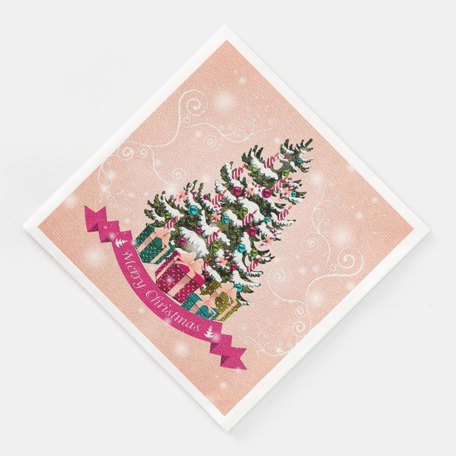 Elegant Merry Christmas Party Napkin (Corner)