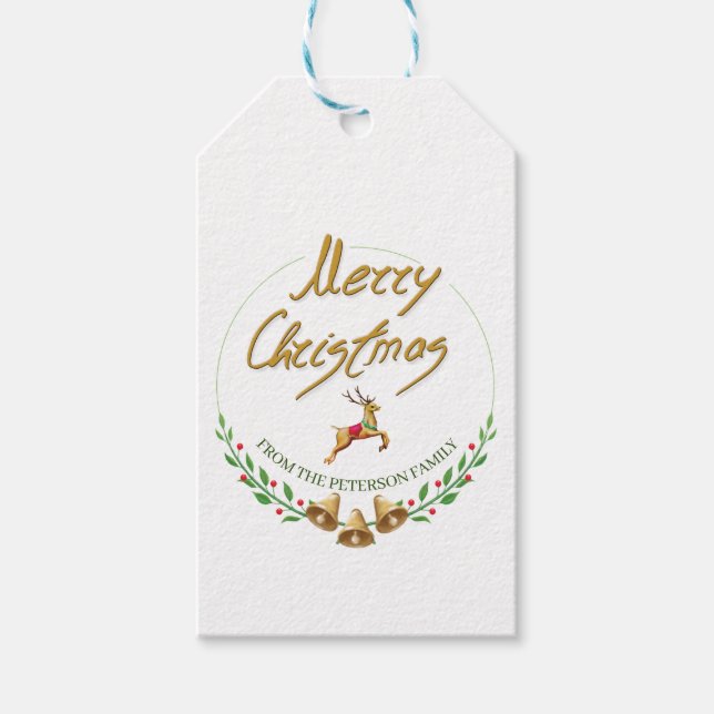Elegant Merry Christmas Personalised Gift Tag (Front)