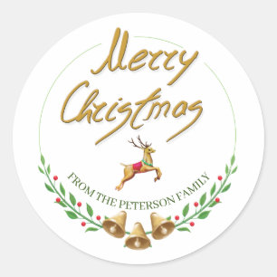 Elegant Merry Christmas Personalised Name Sticker