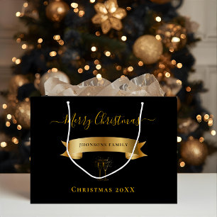 Elegant Merry Christmas Personalized Gift Bag
