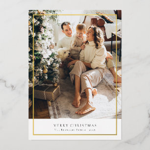Elegant Merry Christmas Photo Gold Foil Holiday Card