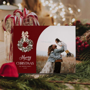 Elegant Merry Christmas Photo Holiday Postcard