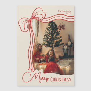 Elegant Merry Christmas Photo Magnetic Card