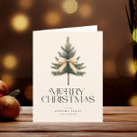 Elegant Merry Christmas Pine Tree Bow Family Holiday Card<br><div class="desc">Send warm holiday wishes with this elegant family card featuring a stylish "Merry Christmas" script and pine tree bow. Add your custom message on the inside for a personal touch (or erase what's there and leave blank),  perfect for festive greetings with style!</div>