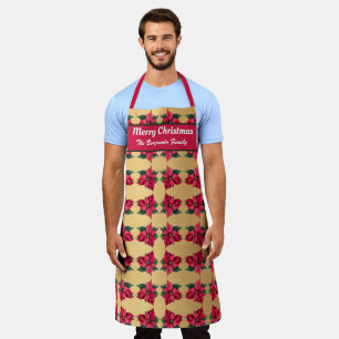 Elegant Merry Christmas Poinsettia Personalise  Apron