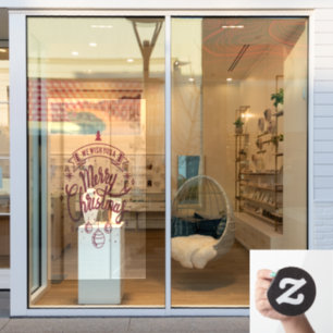 Elegant Merry Christmas Red Balls Window Cling