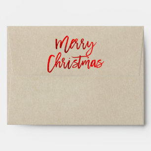 Elegant Merry Christmas Red Foil Holiday Card Envelopes