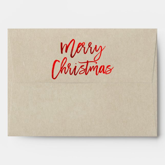 Elegant Merry Christmas Red Foil Holiday Card Envelopes (Back (Top Flap))