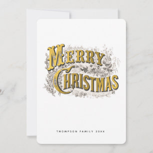 Elegant Merry Christmas Rustic Vintage Non Photo Holiday Card