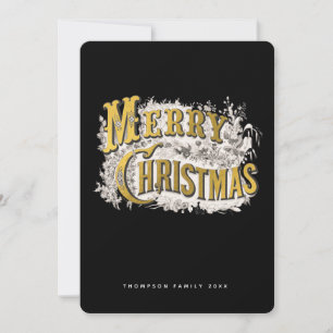 Elegant Merry Christmas Rustic Vintage Non Photo Holiday Card