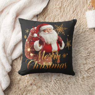 Elegant Merry Christmas Santa Claus Cushion