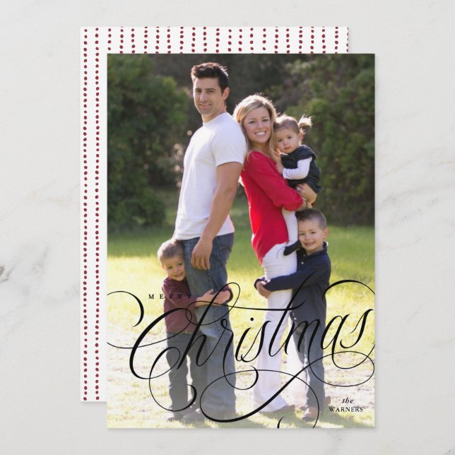 Elegant Merry Christmas script design Holiday Card (Front/Back)