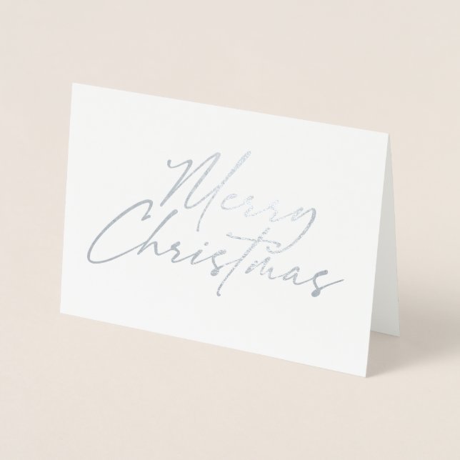 Elegant Merry Christmas script Foil Card (Front)